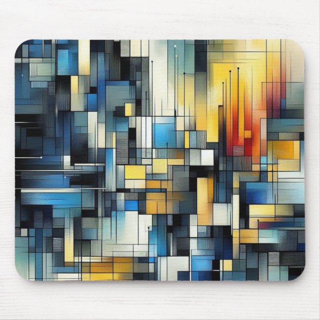 Blue and Gold Abstract Mouse Pad (Front)