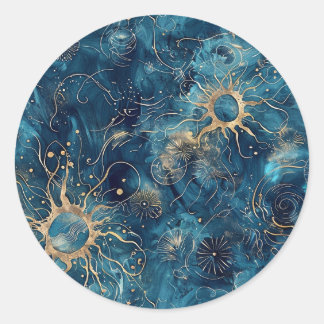 Blue and Gold Abstract Nebula Custom Sticker