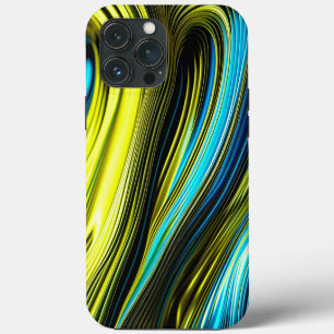 Blue and Gold Abstract Silk and Satin Rolls iPhone 13 Pro Max Case