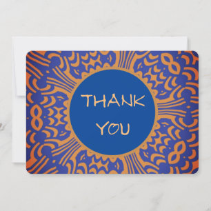 Blue And Gold Abstract Thank You Card
