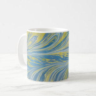 Blue And Gold Abstract Wave Coffee Mug