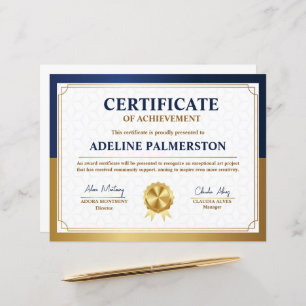 Blue and Gold Achievement Certificate Template