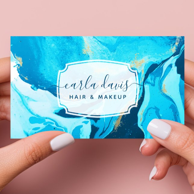 Blue And Gold Agate Geode Modern Marble Business Card (Creator Uploaded)