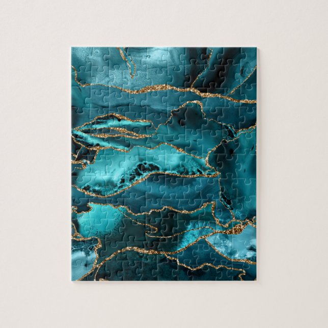 Blue and Gold Agate Jigsaw Puzzle (Vertical)