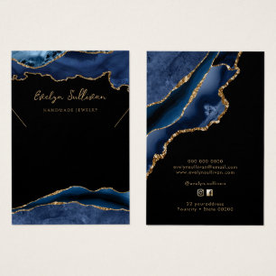Blue and gold agate necklace display card