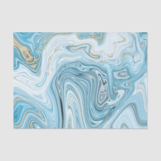 Blue and Gold Agate pattern 3 Tissue Paper (Front)