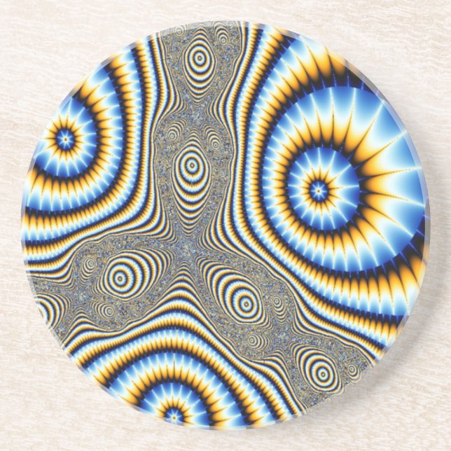 Blue and Gold Alien Eyes Abstract Coaster (Front)
