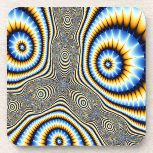 Blue and Gold Alien Eyes Abstract Coaster