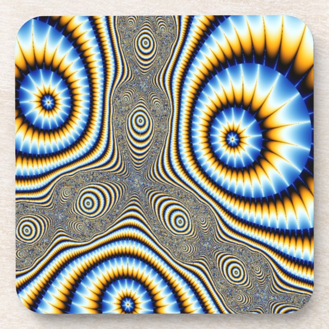 Blue and Gold Alien Eyes Abstract Coaster (Front)