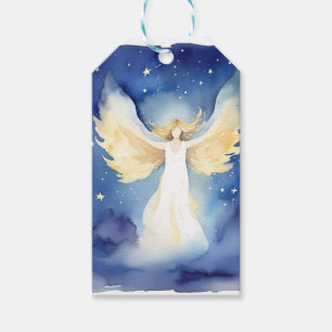 Blue and gold angel, stars, celestial, gift tags