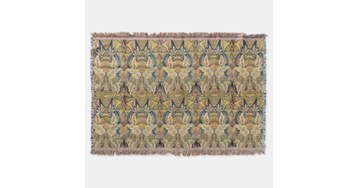 Blue and Gold Antiqued Throw Blanket Zazzle
