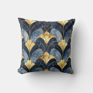 Blue and Gold Art Deco Designed  Cushion