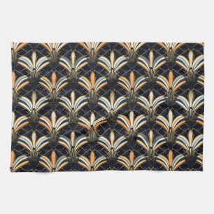 Blue and Gold Art Deco Tea Towel