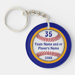 Blue and Gold Baseball Keychains 3 Text Boxes