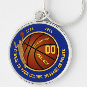 Blue and Gold Basketball Keychains, Personalised Key Ring