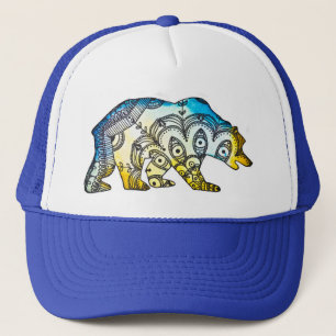 Blue and Gold Bear Snapback By Megaflora Trucker Hat