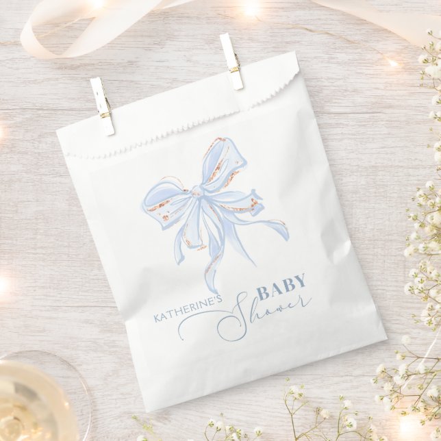 Blue and Gold Bow Chick Boy Baby Shower Favour Bags (Clipped)