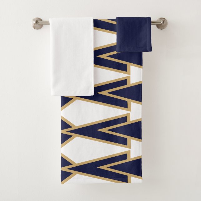 Blue and Gold Bowties  Bath Towel Set (Insitu)