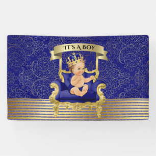 Blue and Gold Boy Baby Shower Banner
