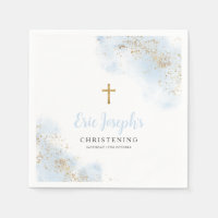 Blue and Gold Boys Christening Baptism Napkins