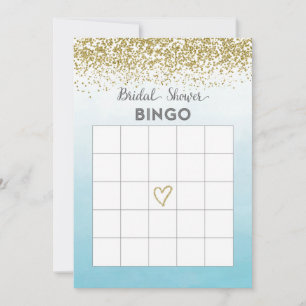 Blue and Gold Bridal Shower Bingo Card
