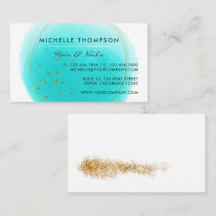 Blue and Gold Brushstrokes Square Business Card