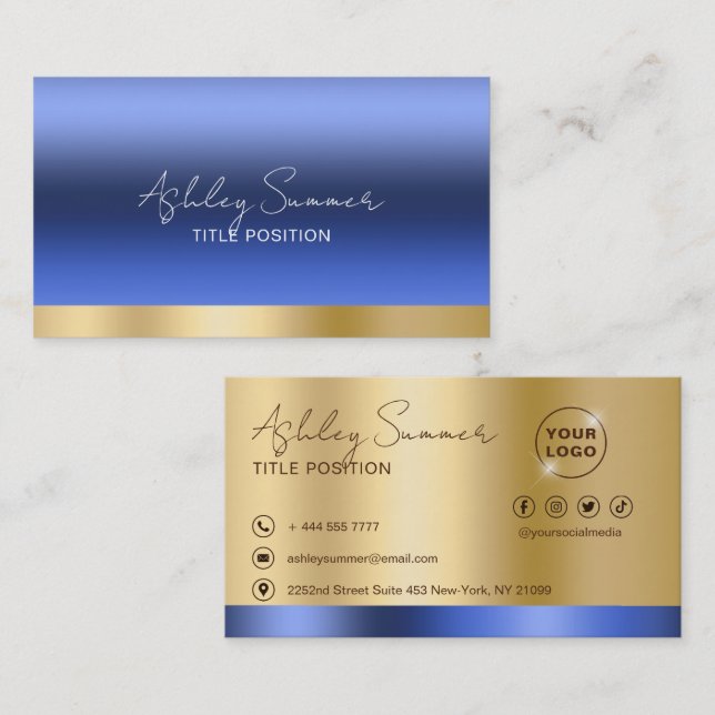 Blue and Gold  Business Card (Front/Back)