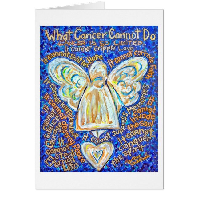 Blue and Gold Cancer Angel Card (Front)