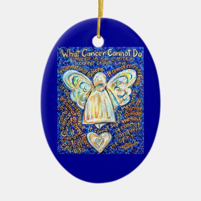 Blue and Gold Cancer Angel Ornament Customised (Front)