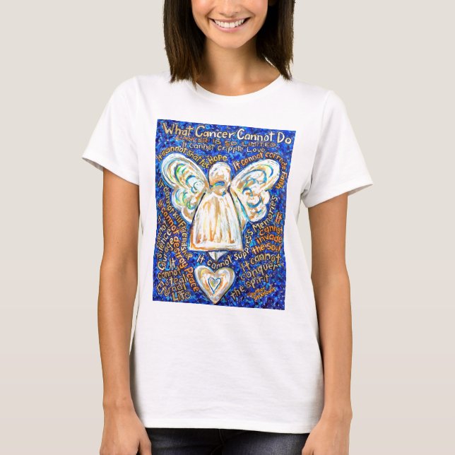 Blue and Gold Cancer Angel T-shirts (Front)