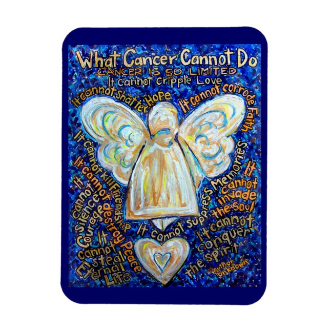 Blue and Gold Cancer Cannot Do Angel Magnet (Vertical)