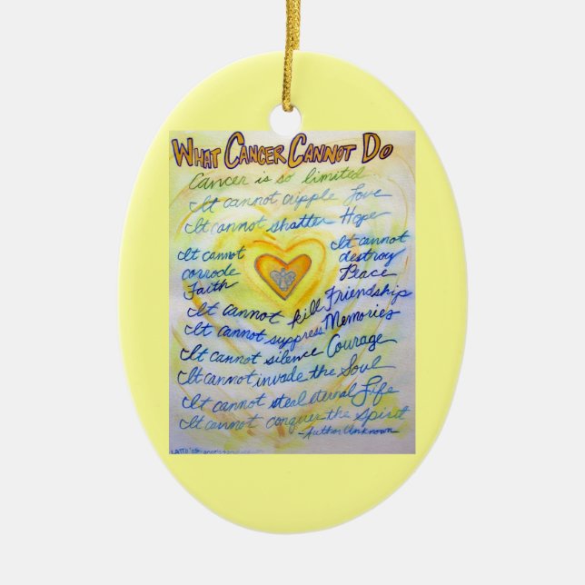 Blue and Gold Cancer Heart Ornament Customised (Front)