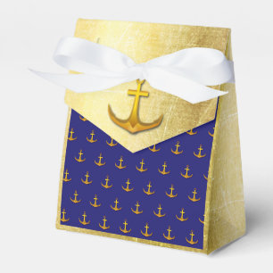 Blue and Gold Candy Favour Box Nautical Anchors