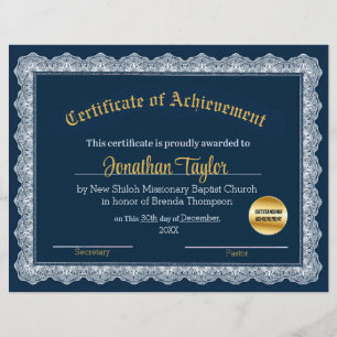 Blue and Gold Certificate of Achievement