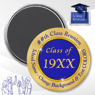 Blue and Gold Cheap Class Reunion Favours Magnets