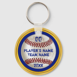 Blue and Gold Cheap Personalised Baseball Gifts Key Ring
