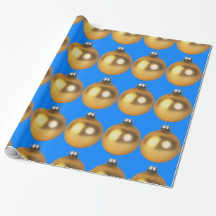 Blue and Gold Christmas Decoration Holiday Wrapping Paper