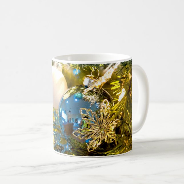 Blue and Gold Christmas Magic Coffee Mug (Front Right)