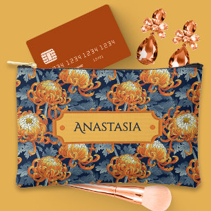 Blue and Gold Chrysanthemums Accessory Pouch