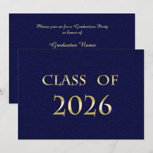 Blue and Gold Class of 2026 Graduation Party Card