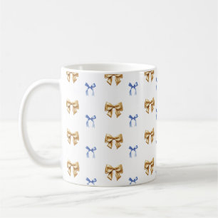 Blue and Gold Coquette Bow Coffee Mug