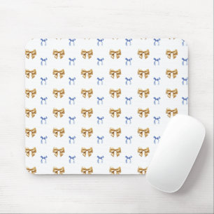 Blue and Gold Coquette Bow Mouse Mat