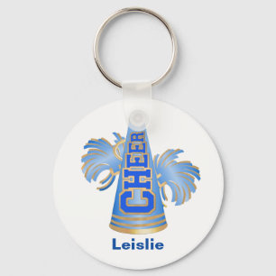 Blue and Gold Custom Cheerleader KeyChain