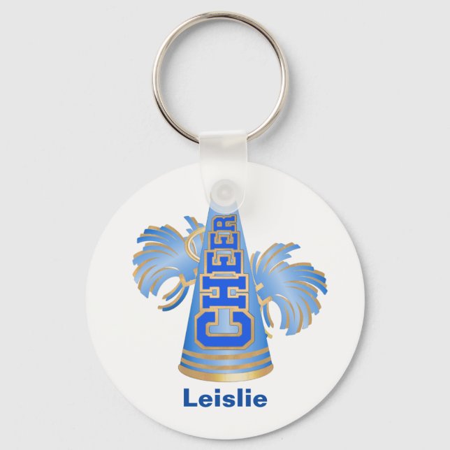 Blue and Gold Custom Cheerleader KeyChain (Front)