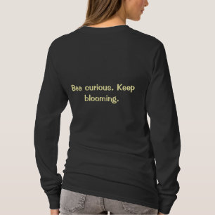 Blue and Gold Dahlia Bee Graphic Long Sleeve Shirt