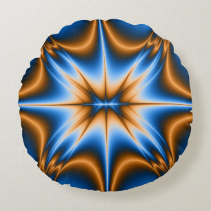 Blue and Gold Design Star Round Cushion