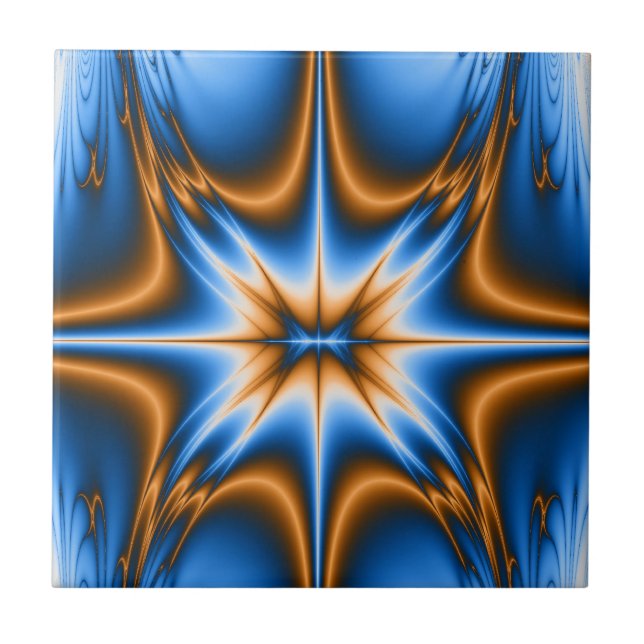Blue and Gold Design Star Tile (Front)
