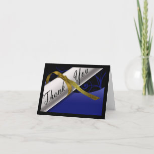 Blue and Gold Diploma Thank You Card