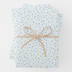 Blue and Gold Dots Wrapping Paper Sheet