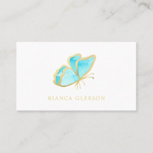 Blue and Gold Elegant Butterfly Business Card